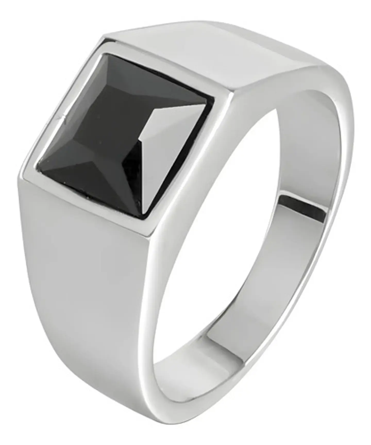 Anillo Color Plata Piedra Cz Acero Inoxidable Moderno Hombre 1