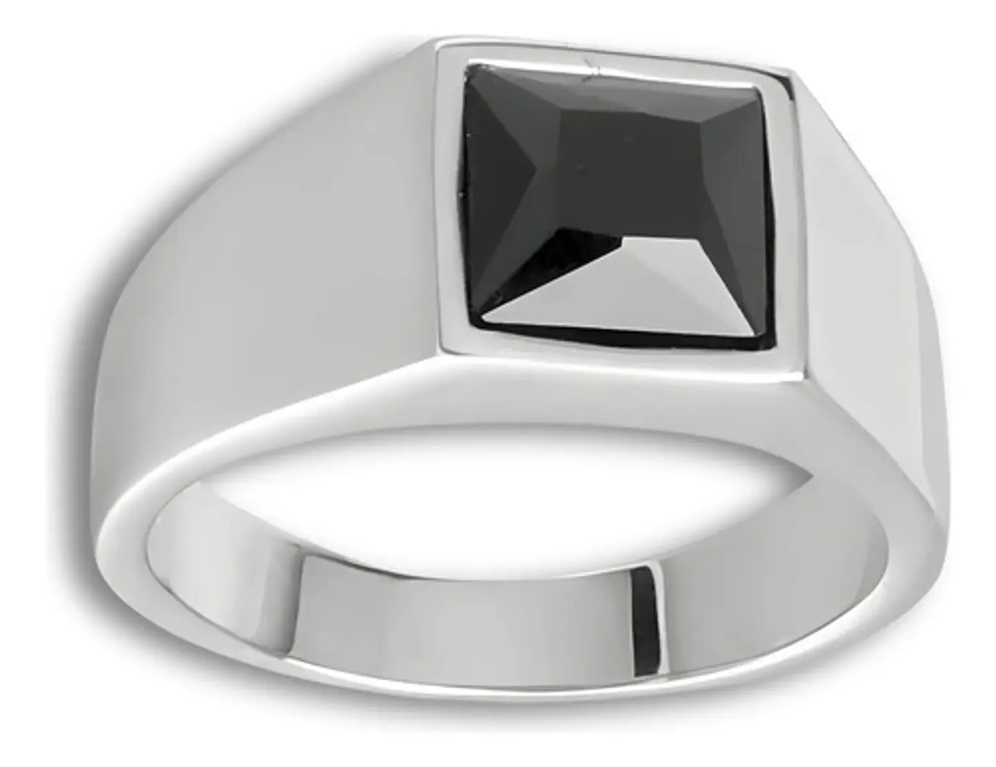Anillo Color Plata Piedra Cz Acero Inoxidable Moderno Hombre 3