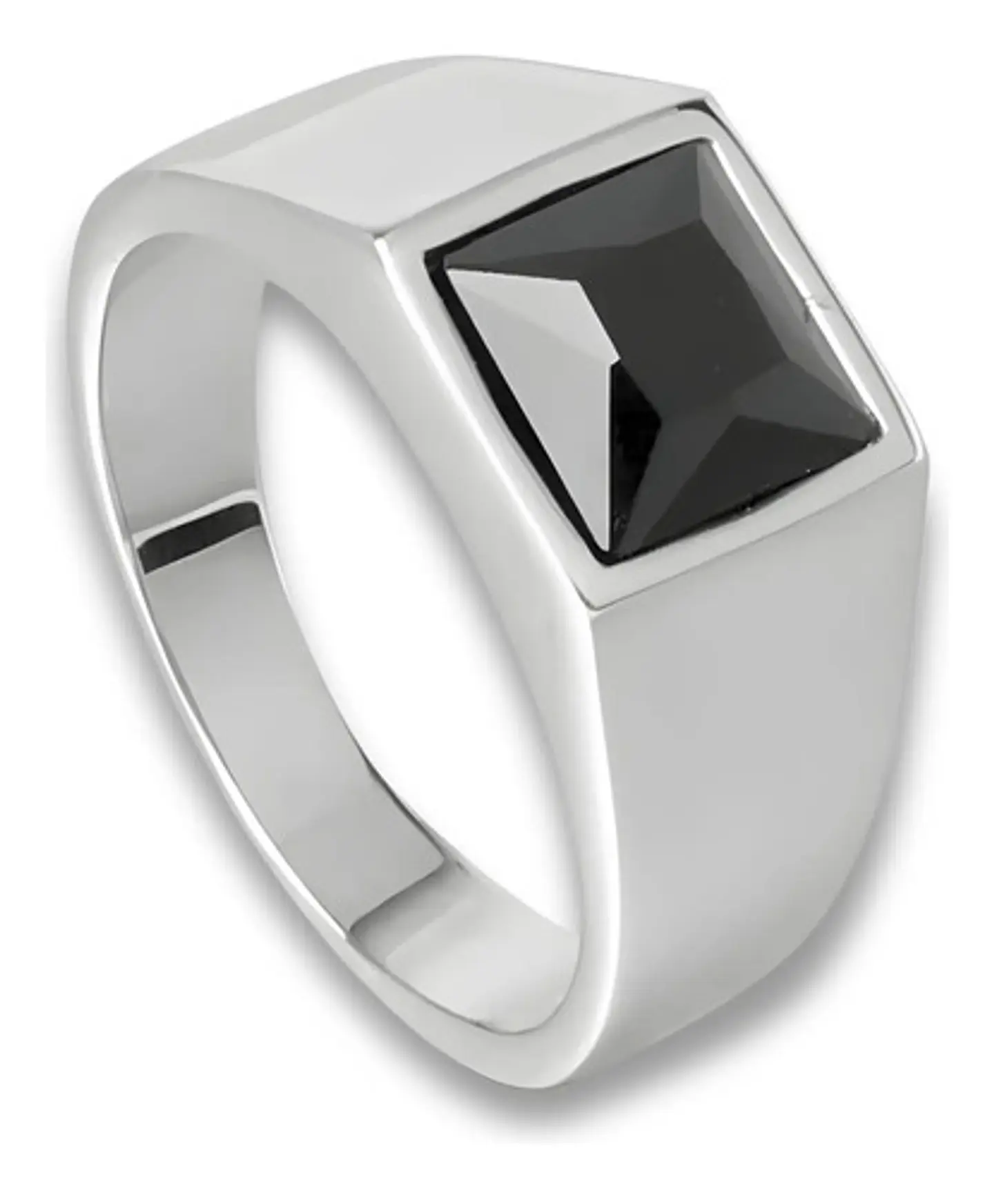 Anillo Color Plata Piedra Cz Acero Inoxidable Moderno Hombre 4