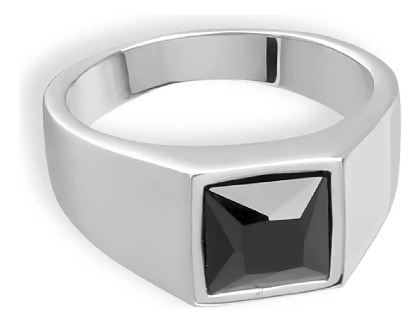 Anillo Color Plata Piedra Cz Acero Inoxidable Moderno Hombre 5