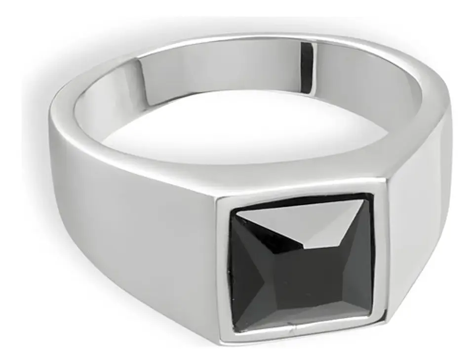 Anillo Color Plata Piedra Cz Acero Inoxidable Moderno Hombre 5