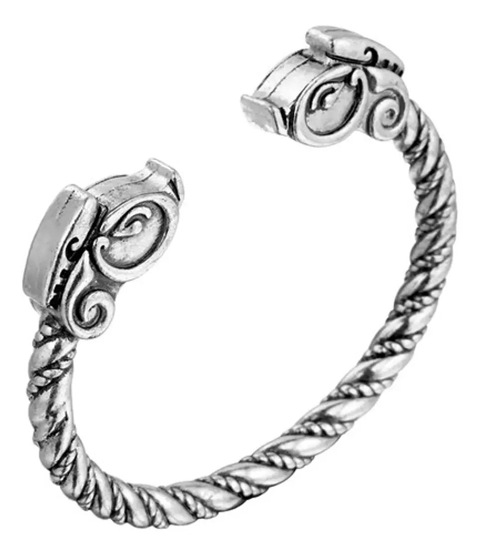 Pulsera Brazalete Color Plata Vikingo Nórdico Odin Hombre 1
