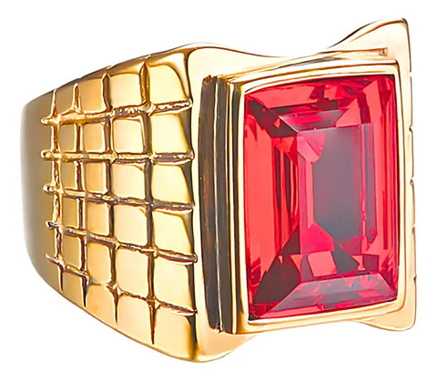 Anillo Color Oro Piedra Cz Clásico Acero Inoxidable Hombre
