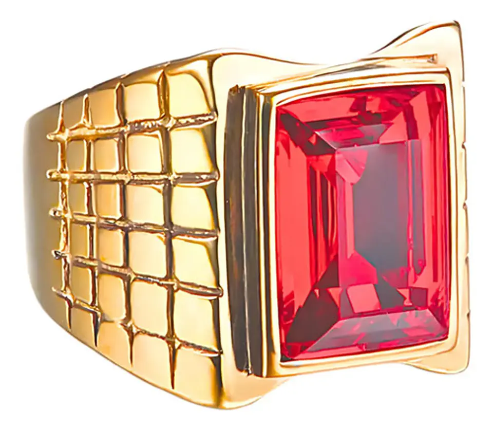 Anillo Color Oro Piedra Cz Clásico Acero Inoxidable Hombre 1