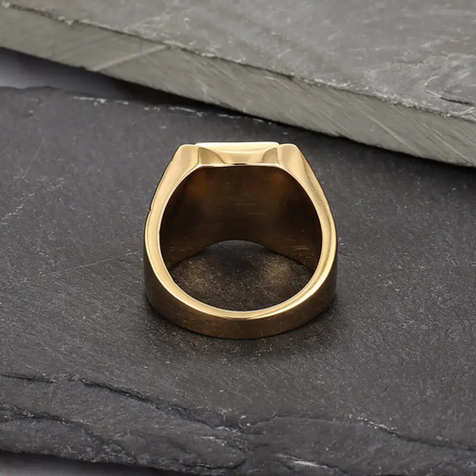 Anillo Color Oro Piedra Cz Clásico Acero Inoxidable Hombre 4