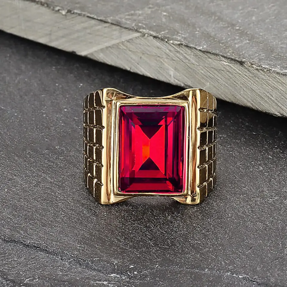 Anillo Color Oro Piedra Cz Clásico Acero Inoxidable Hombre 7