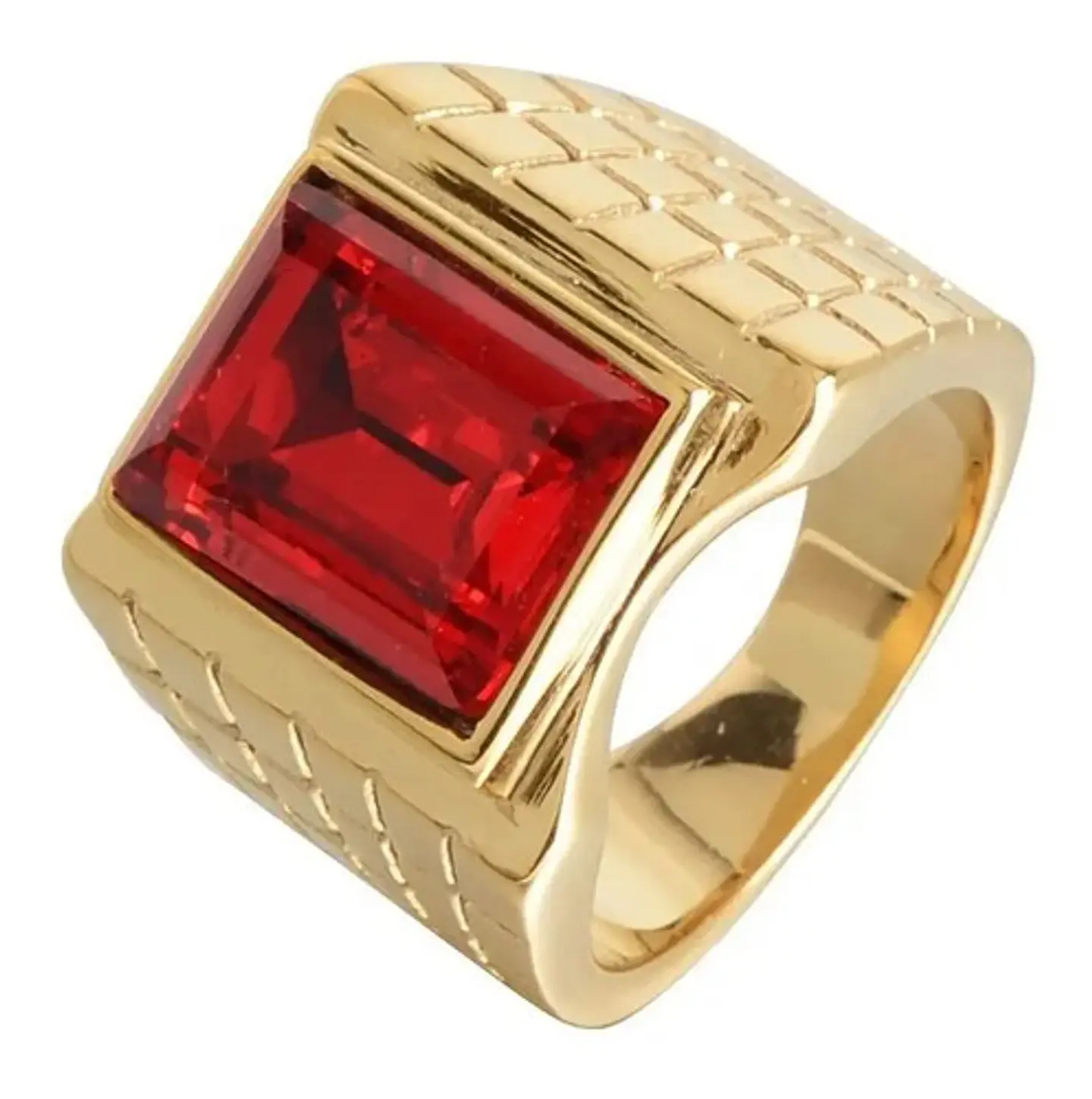 Anillo Color Oro Piedra Cz Clásico Acero Inoxidable Hombre 9