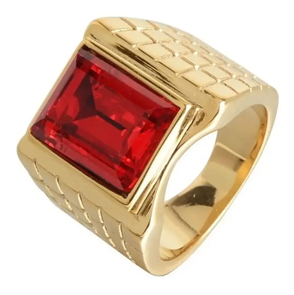 Anillo Color Oro Piedra Cz Clásico Acero Inoxidable Hombre 9