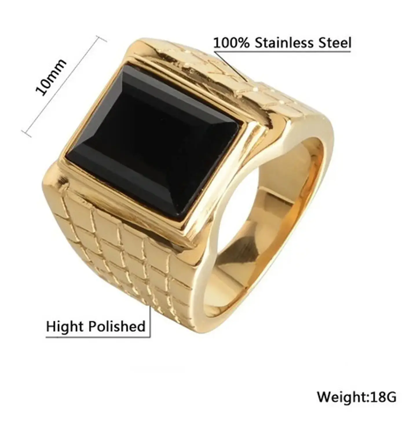 Anillo Color Oro Piedra Cz Clásico Acero Inoxidable Hombre 11