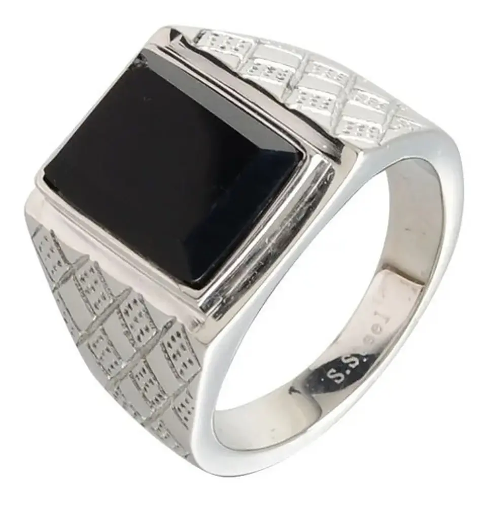 Anillo Color Oro Piedra Cz Clásico Acero Inoxidable Hombre 18