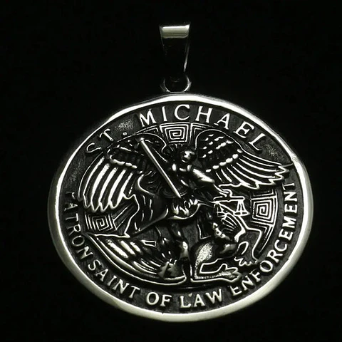 Dijes Medalla San Michael Protección Acero Inoxidable Hombre