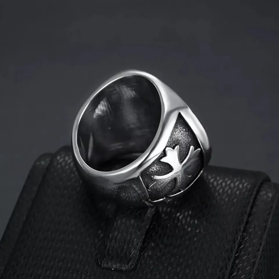 Anillo Acero Inoxidable Color Plata St Michael Angel Hombre 6