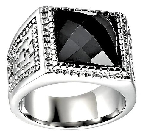 Anillo Color Plata Piedra Cz Clásico Acero Inoxidable Hombre