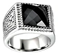 Anillo Color Plata Piedra Cz Clásico Acero Inoxidable Hombre - Miniatura 1