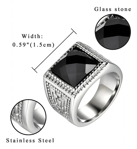 Anillo Color Plata Piedra Cz Clásico Acero Inoxidable Hombre
