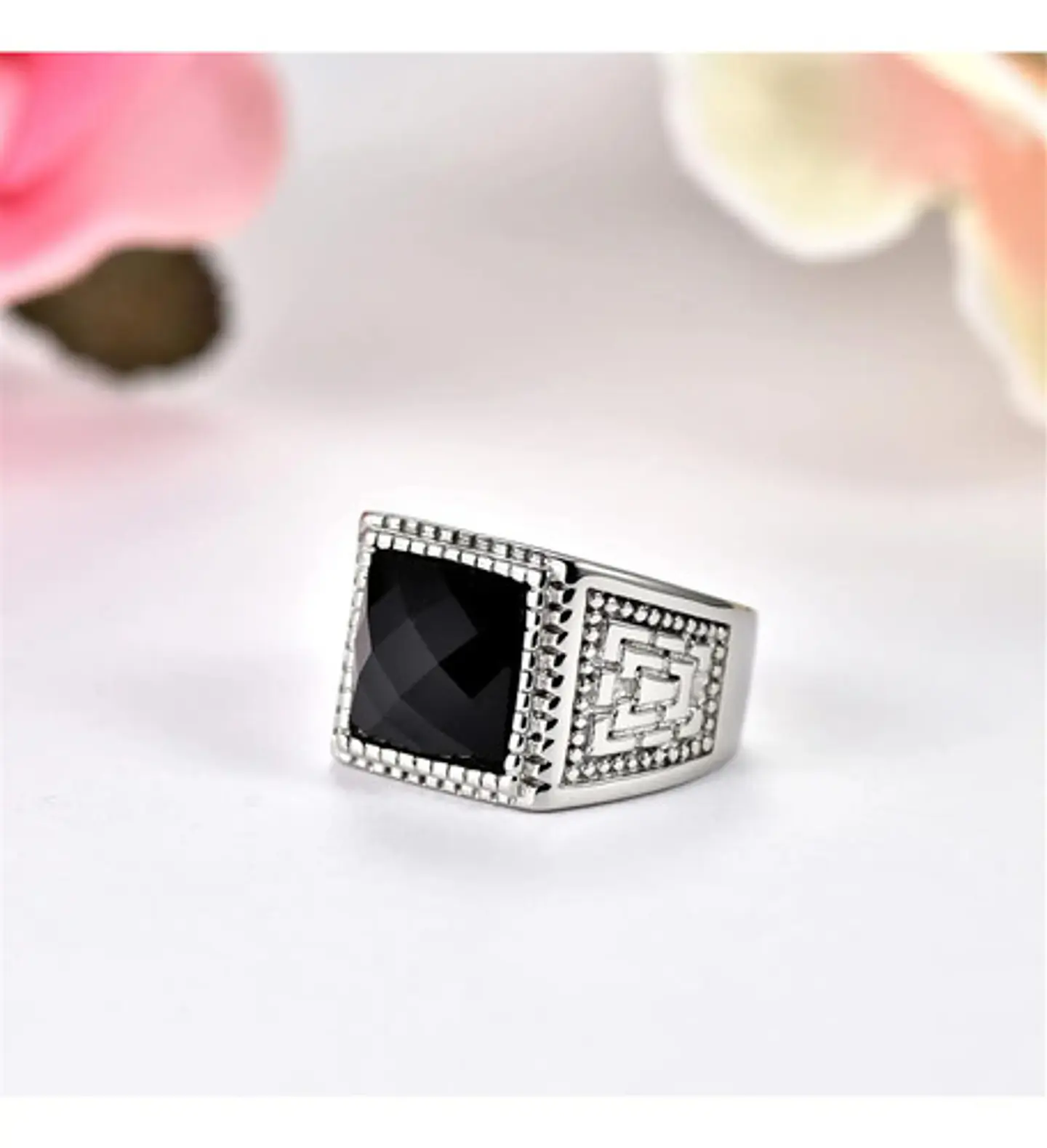 Anillo Color Plata Piedra Cz Clásico Acero Inoxidable Hombre 4