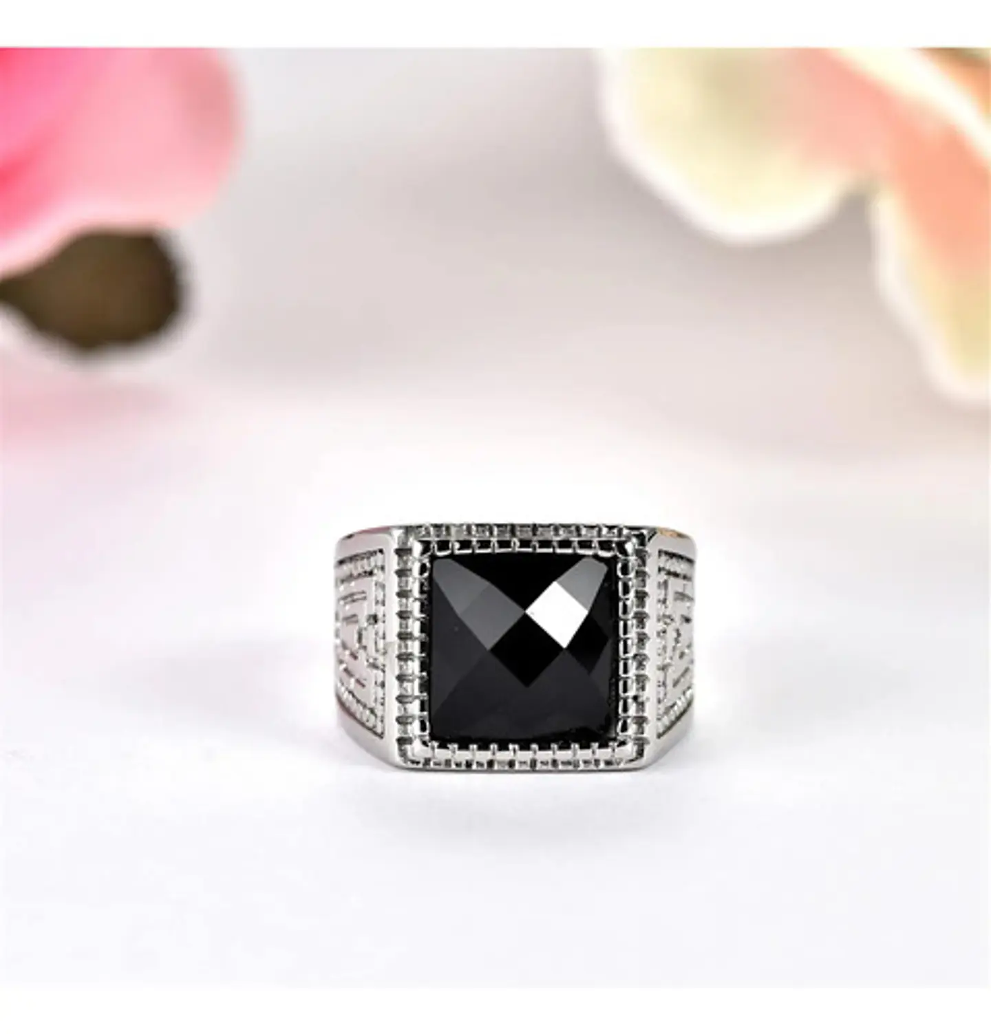 Anillo Color Plata Piedra Cz Clásico Acero Inoxidable Hombre 5