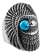 Anillo Color Plata Turquesa Águila Acero Inoxidable Hombre - Miniatura 1