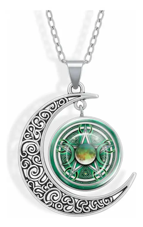 Collar Para Hombre Y Mujer Dije Cristal Luna Wicca Estrella
