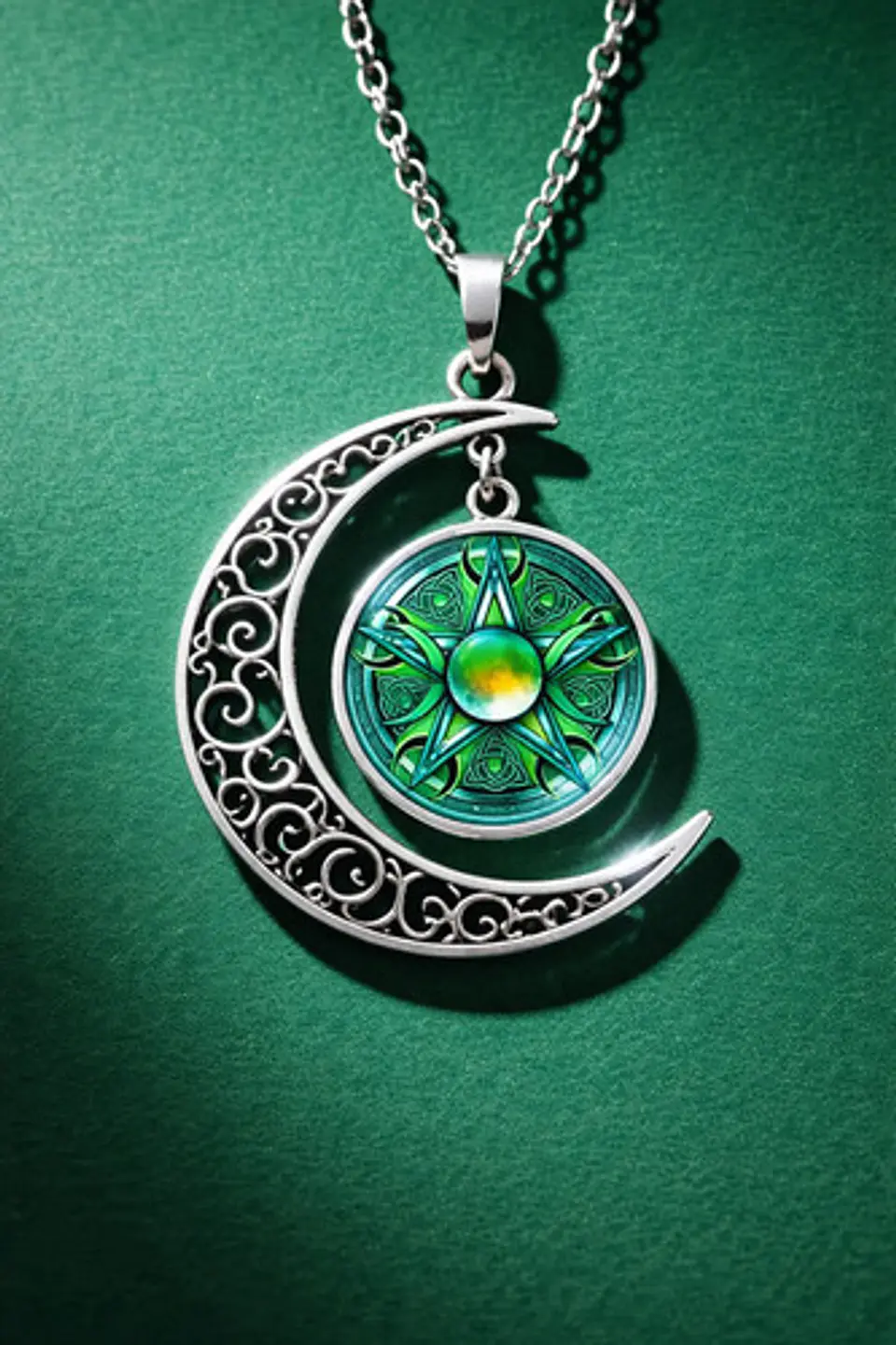 Collar Para Hombre Y Mujer Dije Cristal Luna Wicca Estrella 9