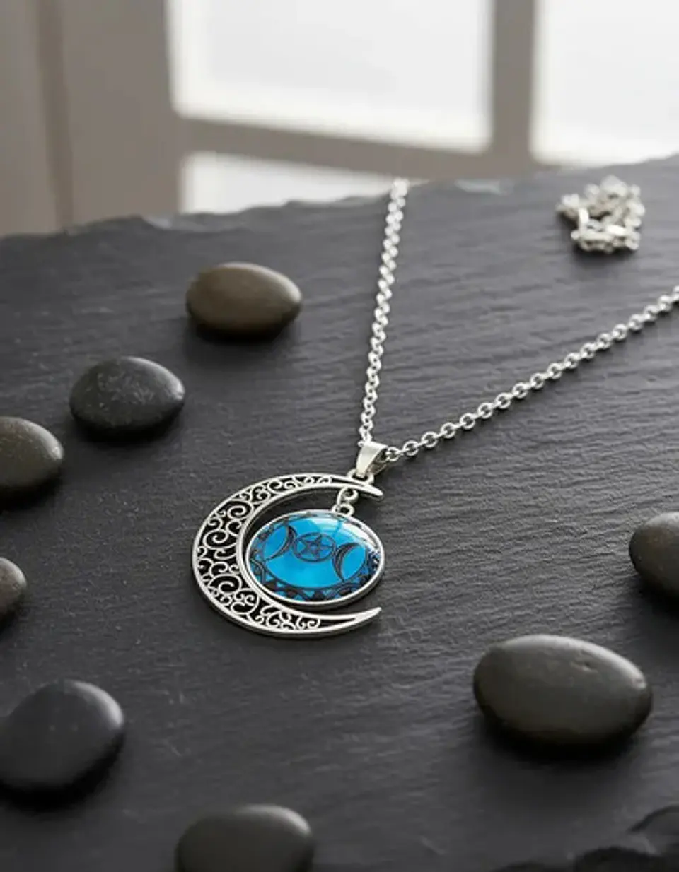 Collar Para Hombre Y Mujer Dije Cristal Luna Wicca Estrella 13