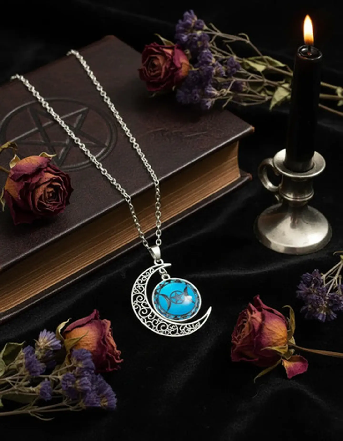 Collar Para Hombre Y Mujer Dije Cristal Luna Wicca Estrella 14