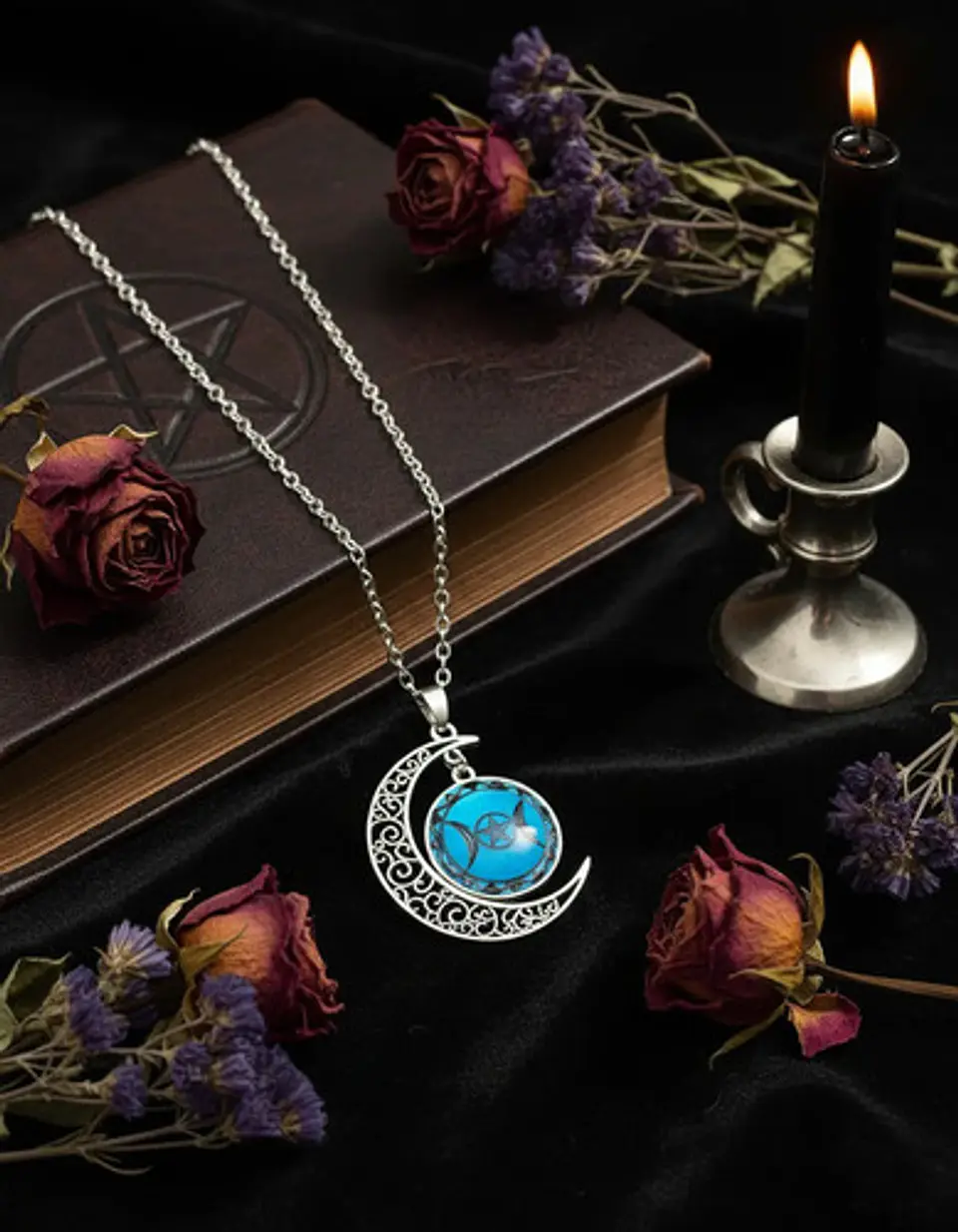 Collar Para Hombre Y Mujer Dije Cristal Luna Wicca Estrella 14