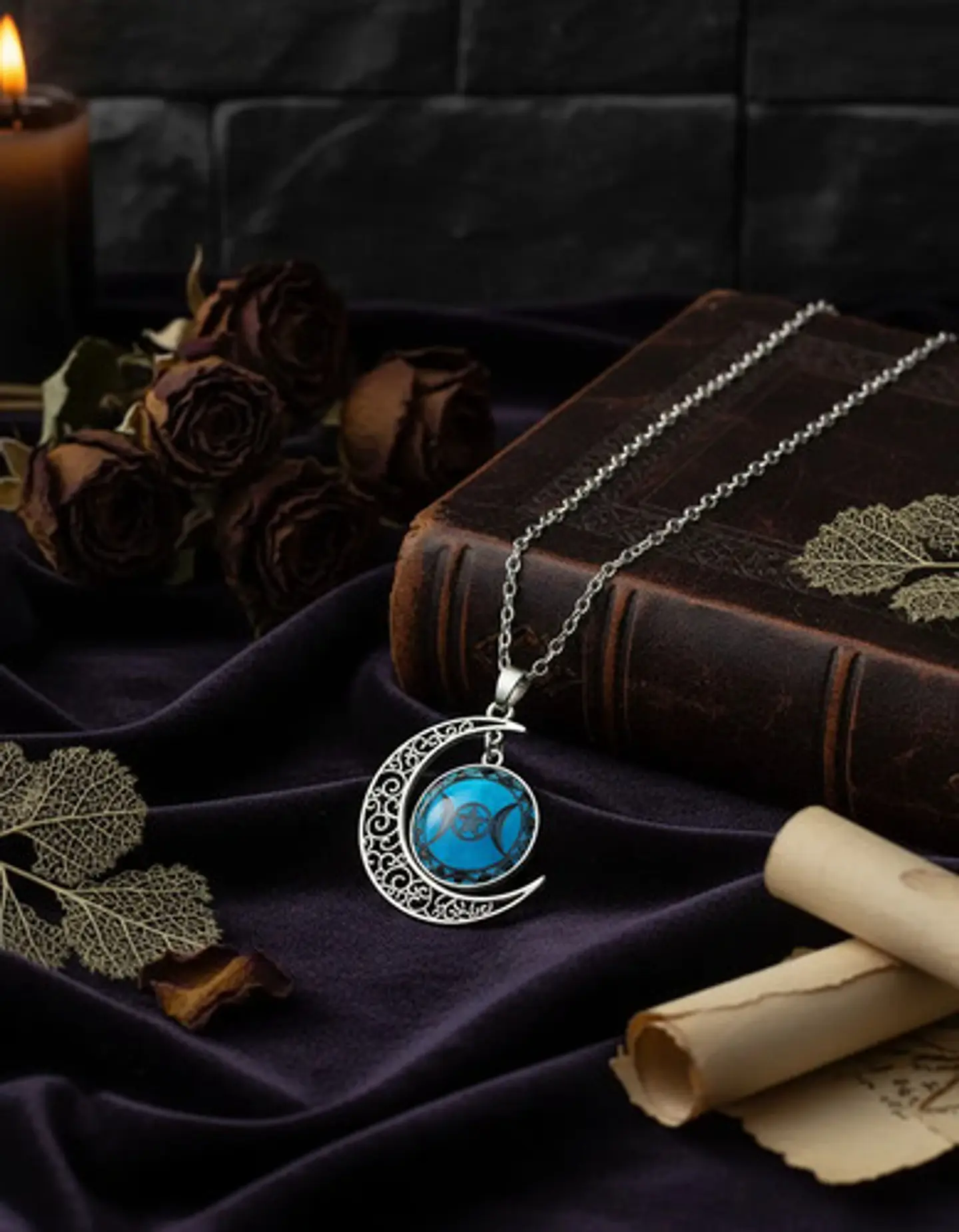 Collar Para Hombre Y Mujer Dije Cristal Luna Wicca Estrella 15