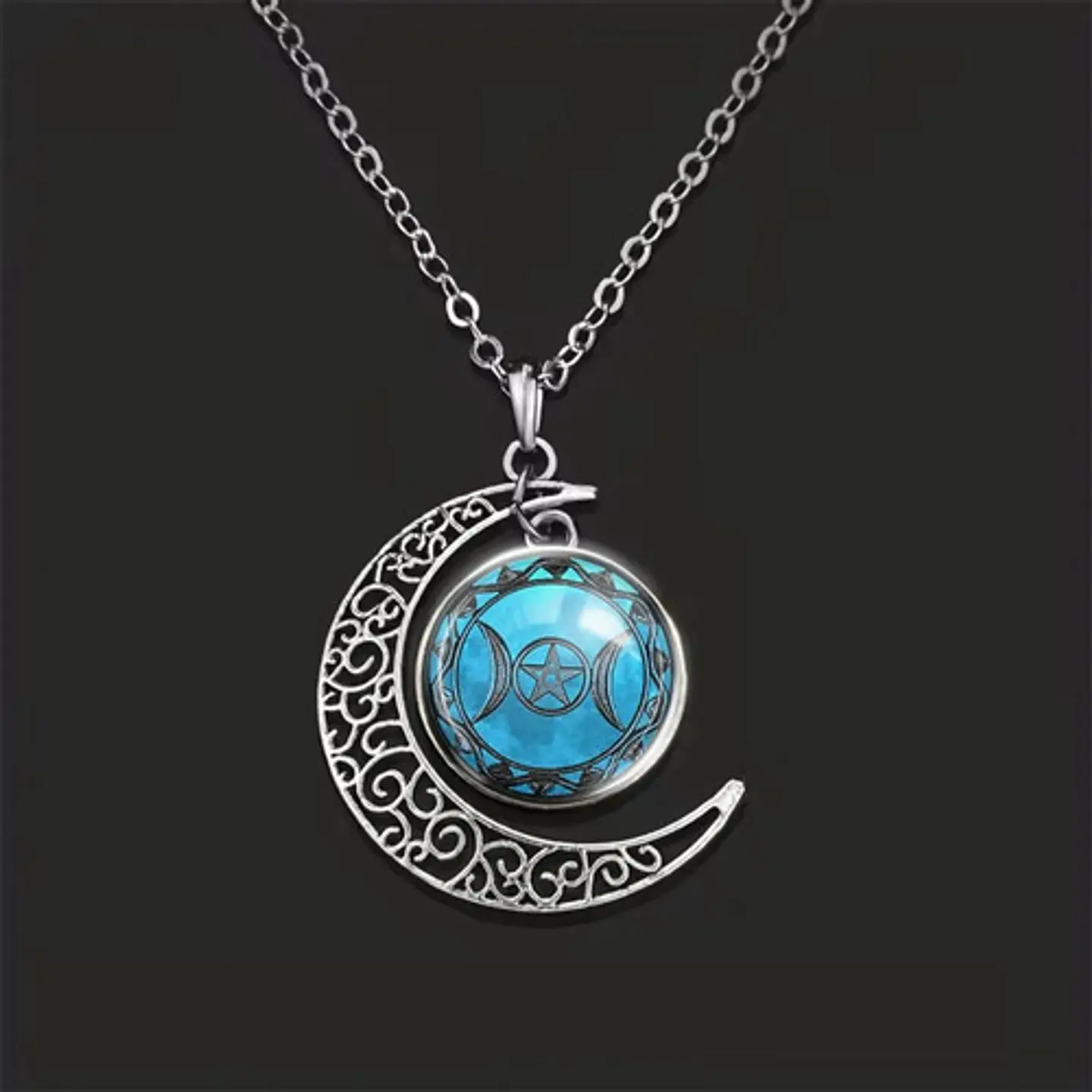 Collar Para Hombre Y Mujer Dije Cristal Luna Wicca Estrella 18