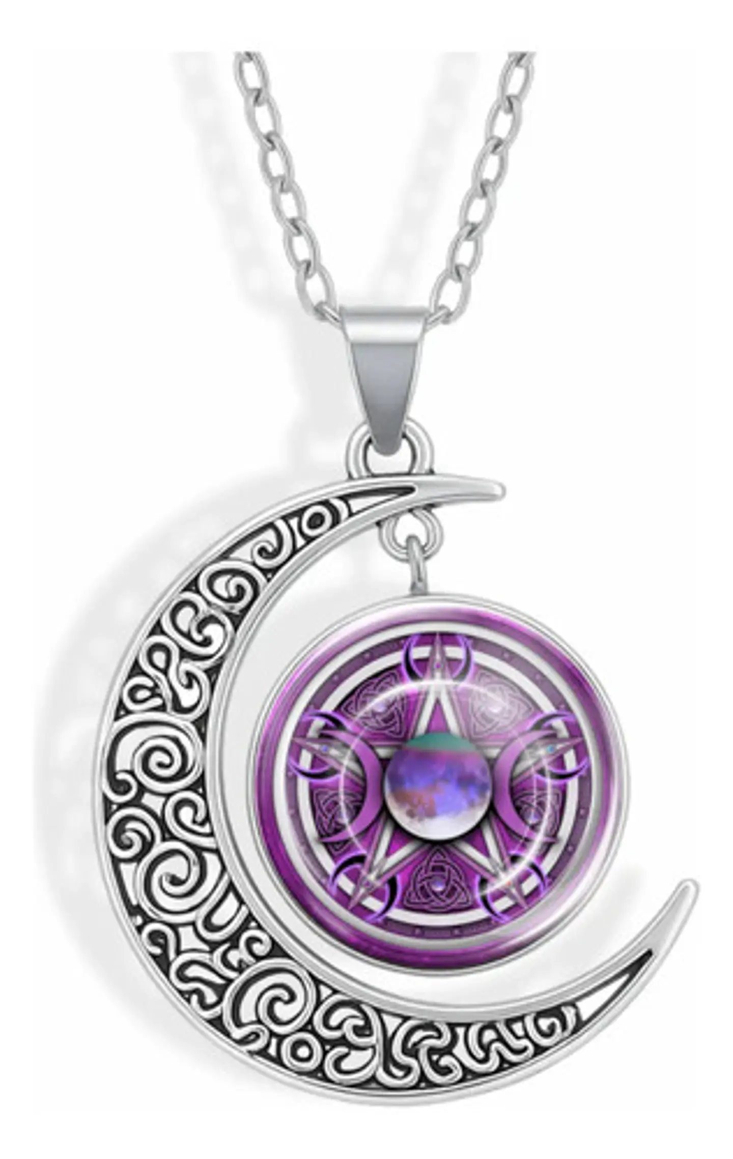 Collar Para Hombre Y Mujer Dije Cristal Luna Wicca Estrella 19