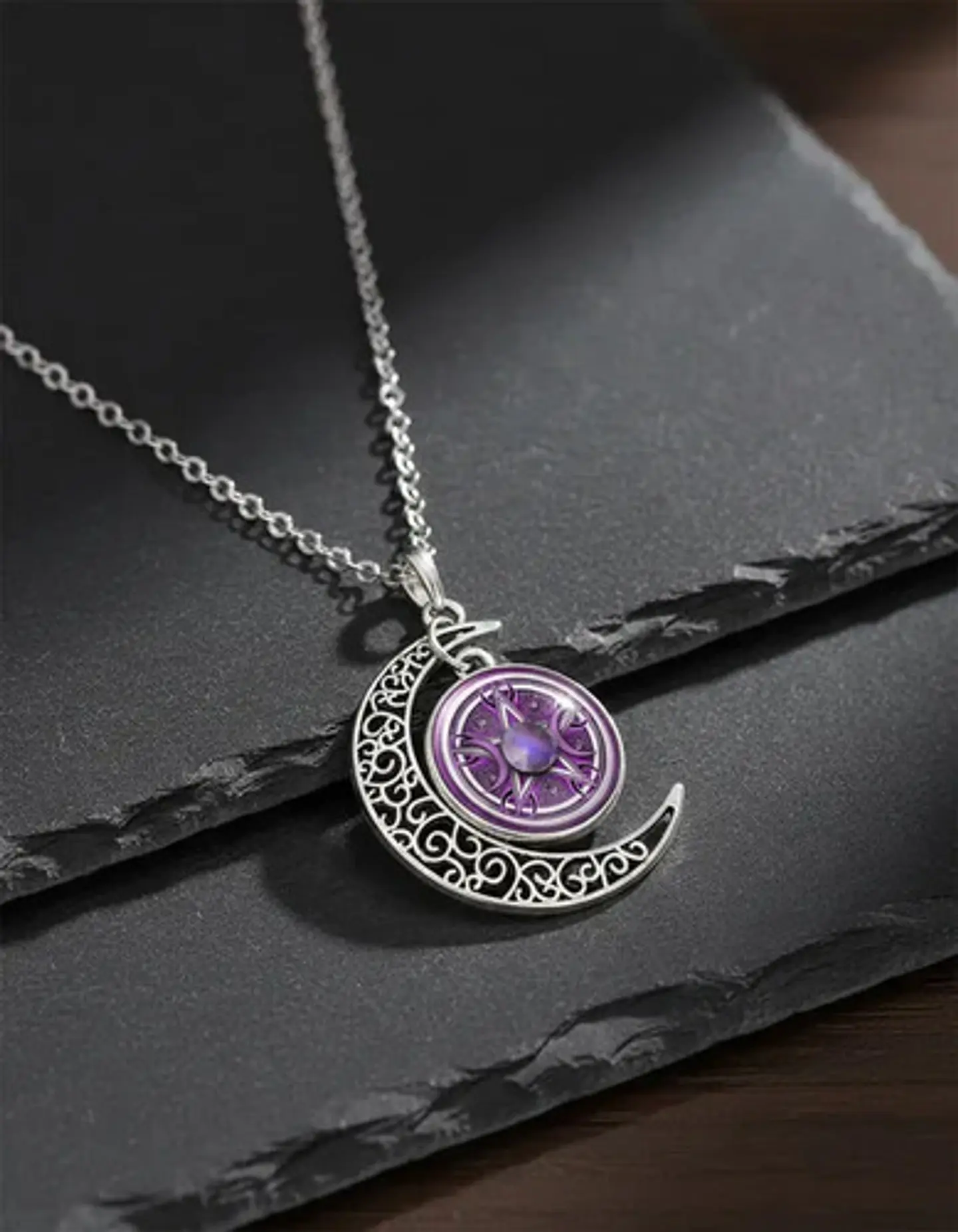 Collar Para Hombre Y Mujer Dije Cristal Luna Wicca Estrella 22