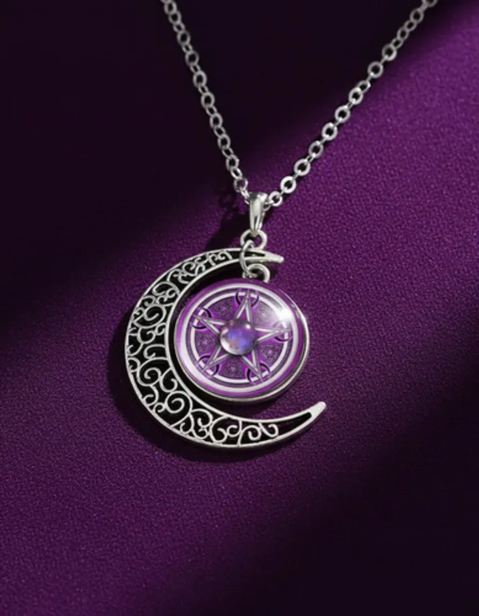 Collar Para Hombre Y Mujer Dije Cristal Luna Wicca Estrella 24