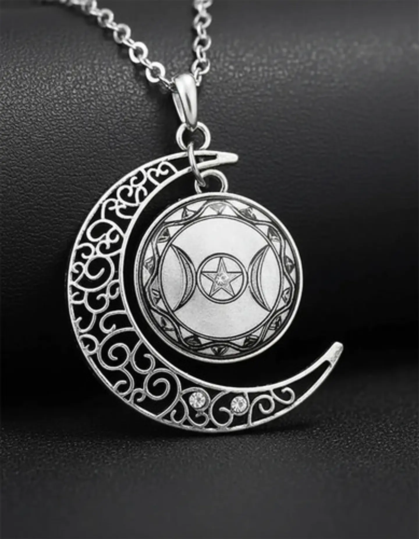 Collar Para Hombre Y Mujer Dije Cristal Luna Wicca Estrella 27