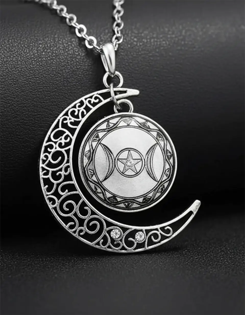 Collar Para Hombre Y Mujer Dije Cristal Luna Wicca Estrella 27