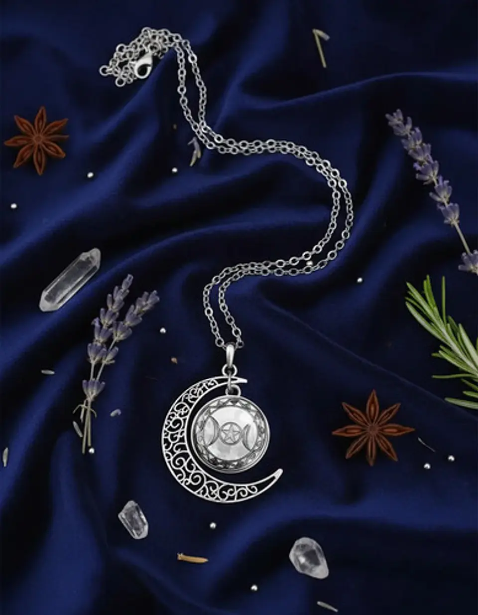 Collar Para Hombre Y Mujer Dije Cristal Luna Wicca Estrella 31