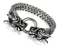 Pulsera Brazalete Acero Inoxidable Dragón Color Plata Hombre - Miniatura 1