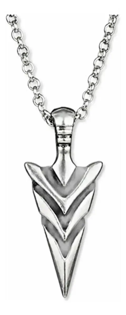 Collar Brilla En La Oscuridad Flecha Color Plata Para Hombre
