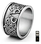 Anillo Color Plata Vikingo Oso Runas Acero Inoxidable Hombre - Miniatura 1