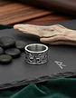 Anillo Color Plata Vikingo Oso Runas Acero Inoxidable Hombre - Miniatura 3