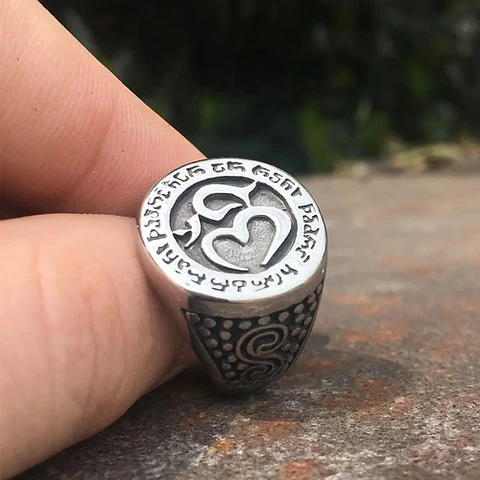 Anillo Acero Inoxidable Yoga Budista Meditacion Para Hombre 