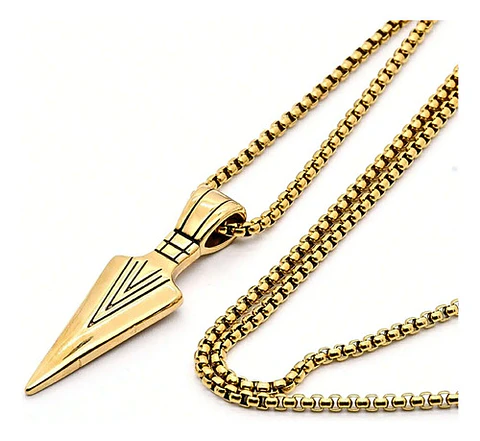 Collar Acero Inoxidable Color Plata Flecha  Hombre