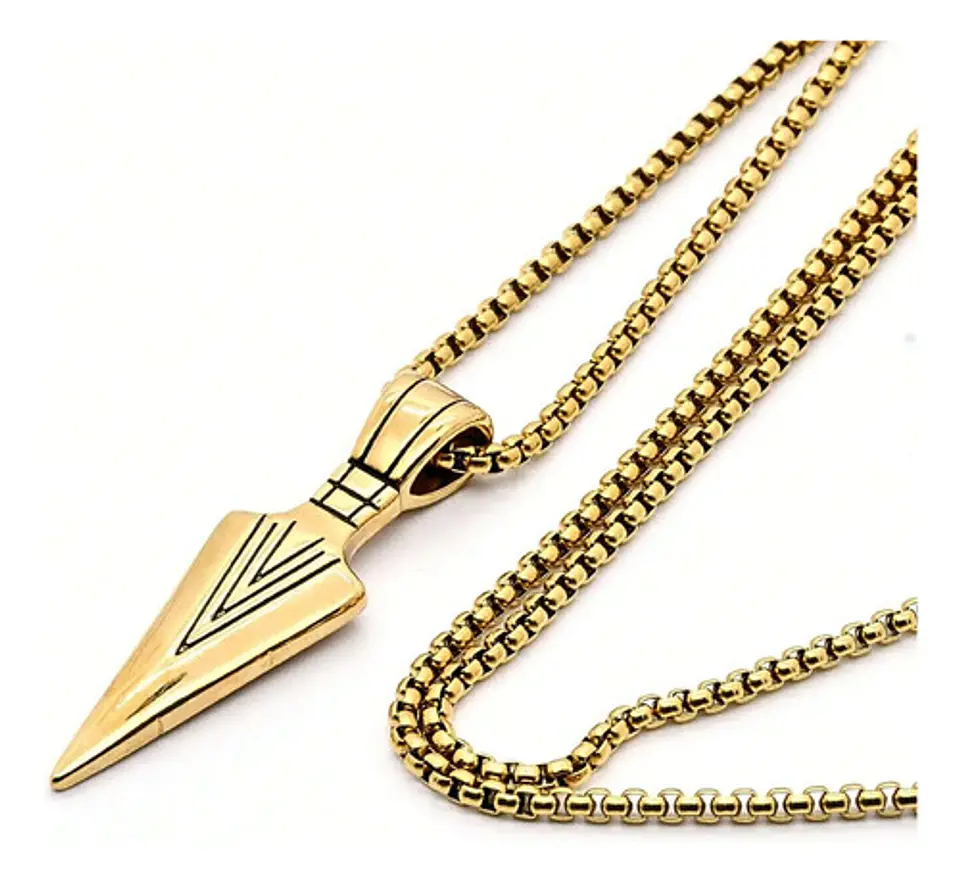 Collar Acero Inoxidable Color Plata Flecha  Hombre 2