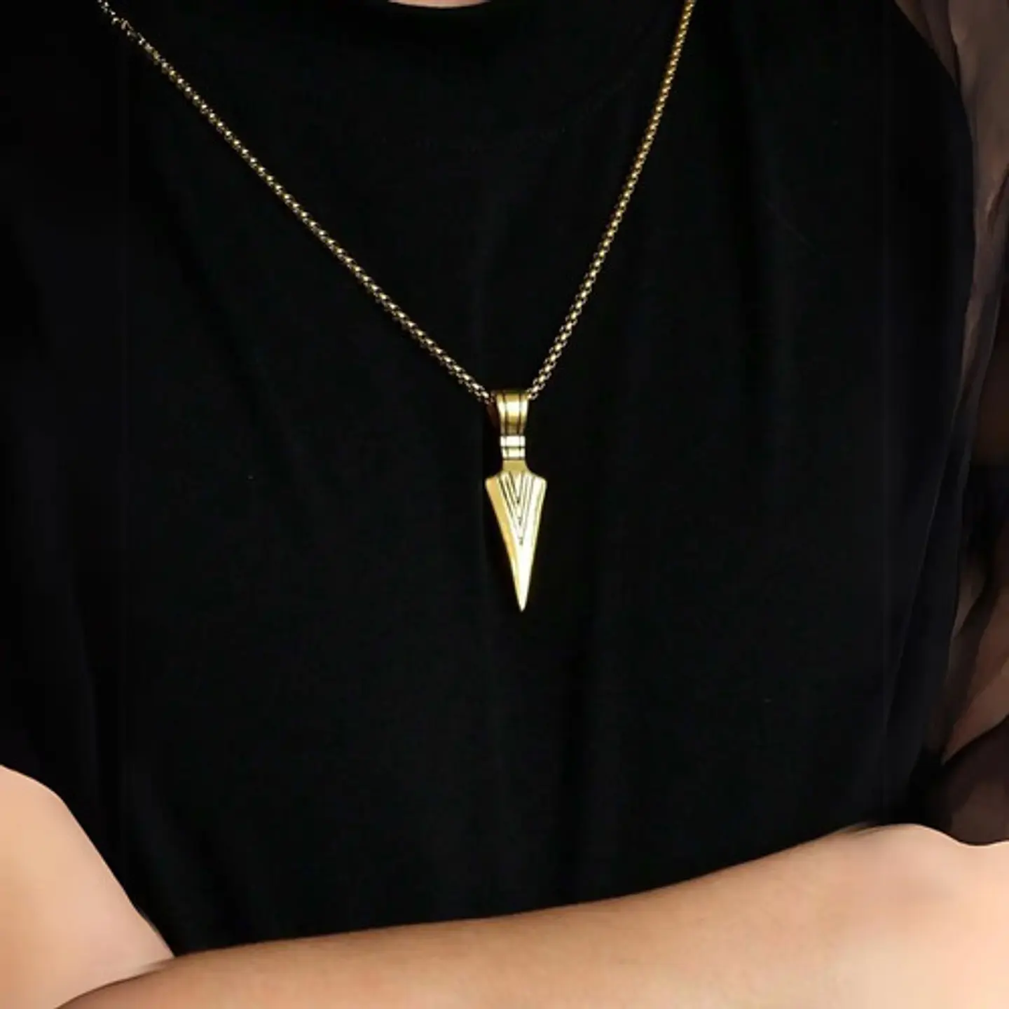 Collar Acero Inoxidable Color Plata Flecha  Hombre 5