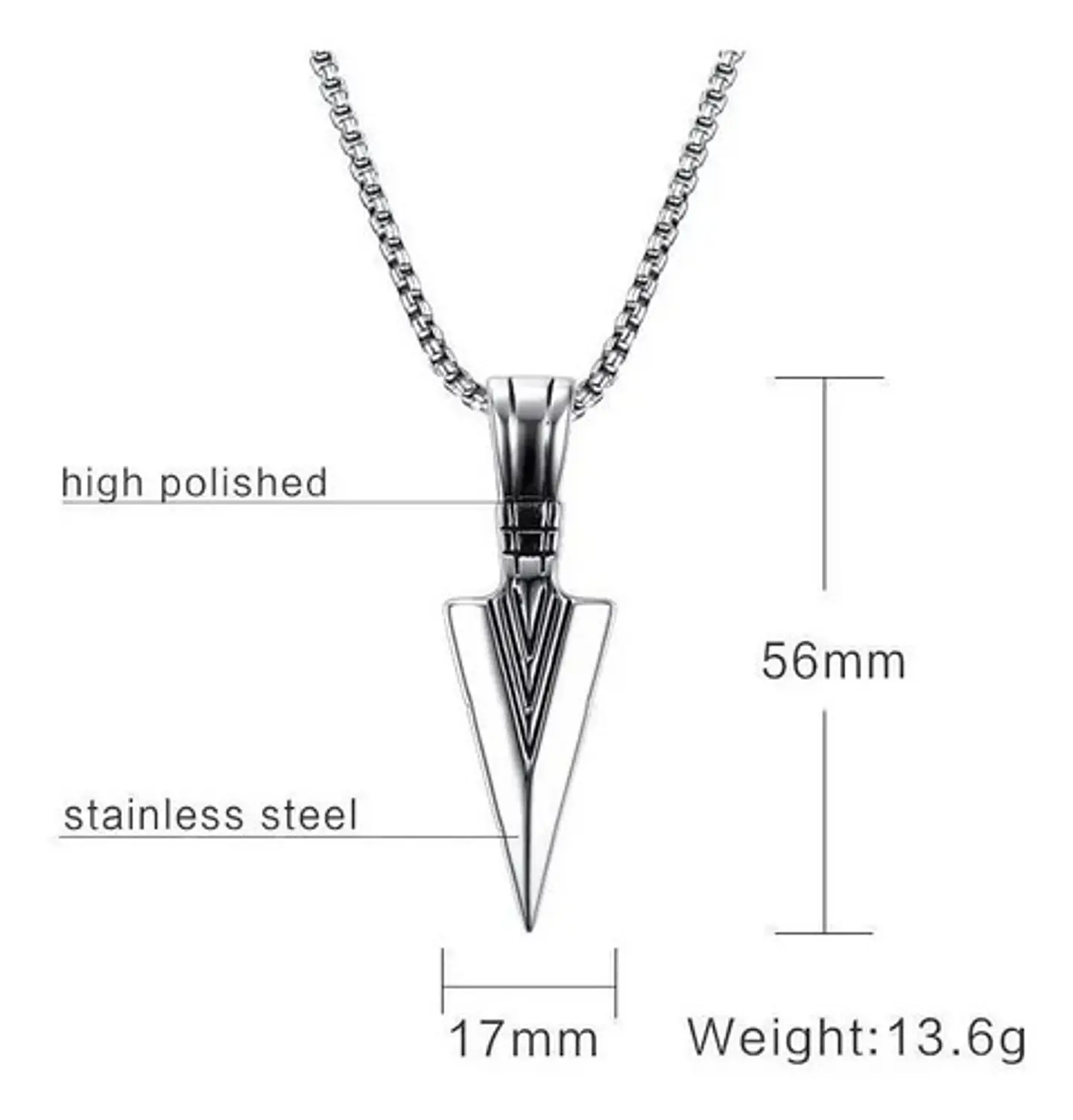 Collar Acero Inoxidable Color Plata Flecha  Hombre 9