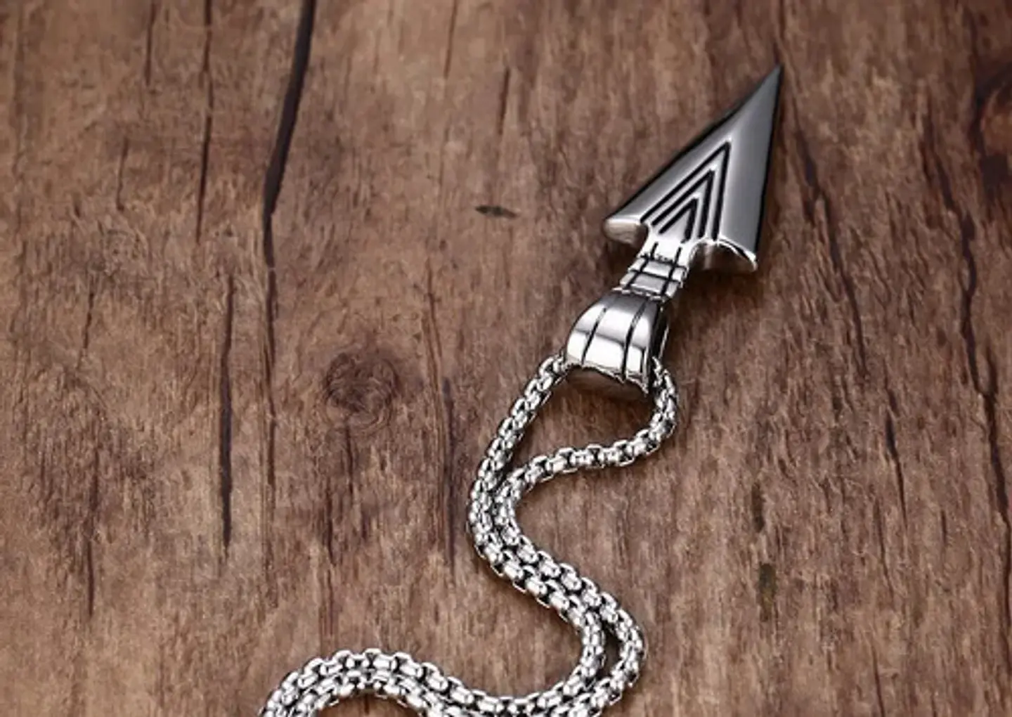 Collar Acero Inoxidable Color Plata Flecha  Hombre 12