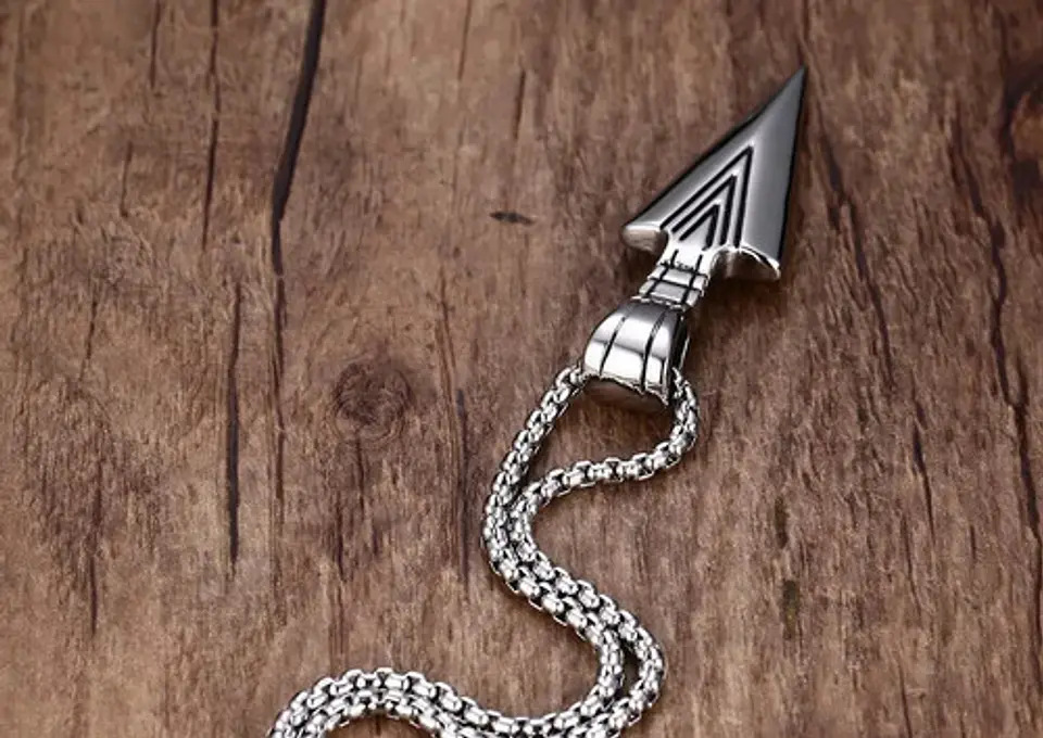Collar Acero Inoxidable Color Plata Flecha  Hombre 12
