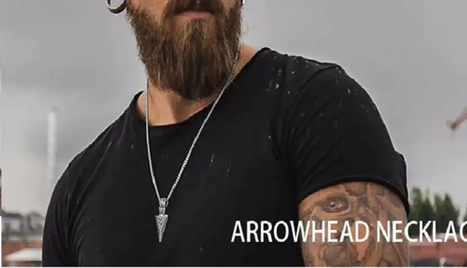 Collar Acero Inoxidable Color Plata Flecha  Hombre 13