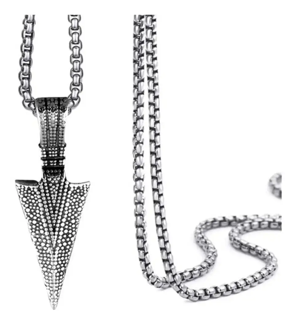 Collar Acero Inoxidable Color Plata Flecha  Hombre 15