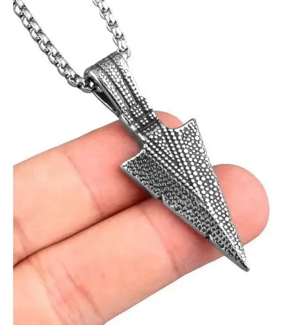 Collar Acero Inoxidable Color Plata Flecha  Hombre 20