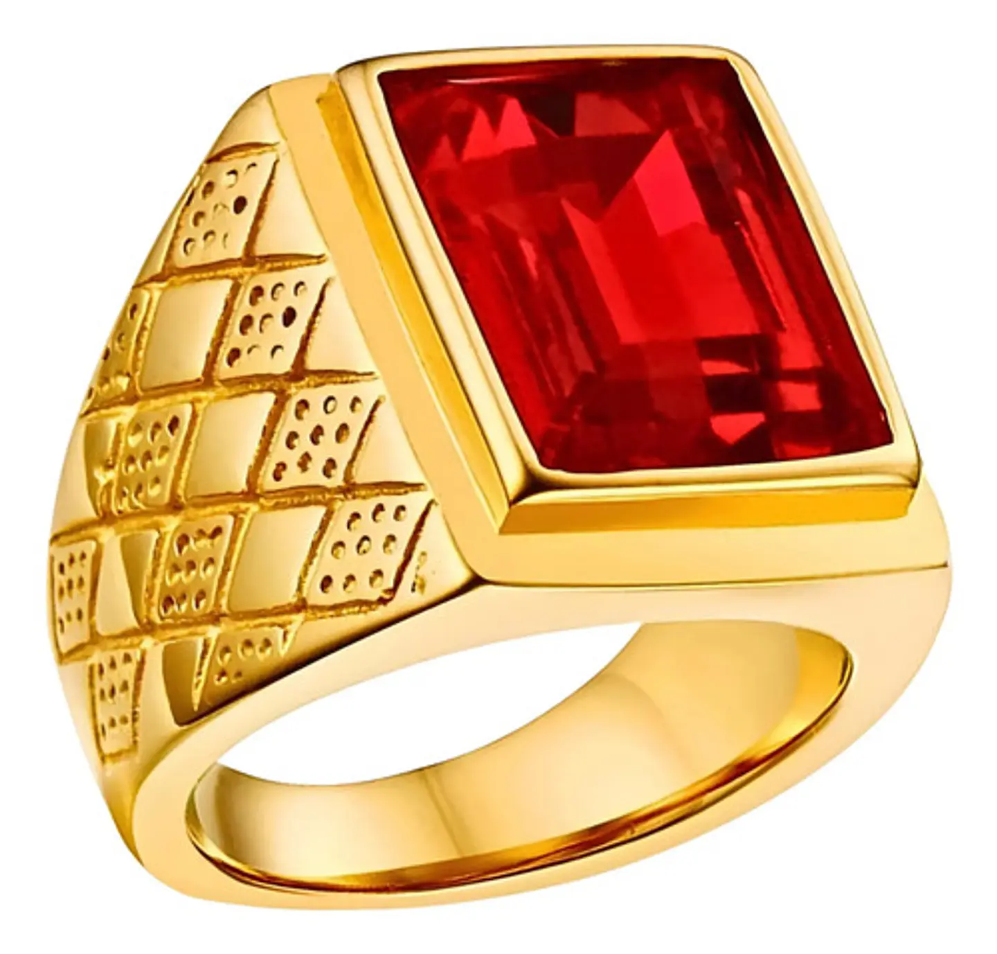 Anillo Color Plata Piedra Cz Clásico Acero Inoxidable Hombre 1